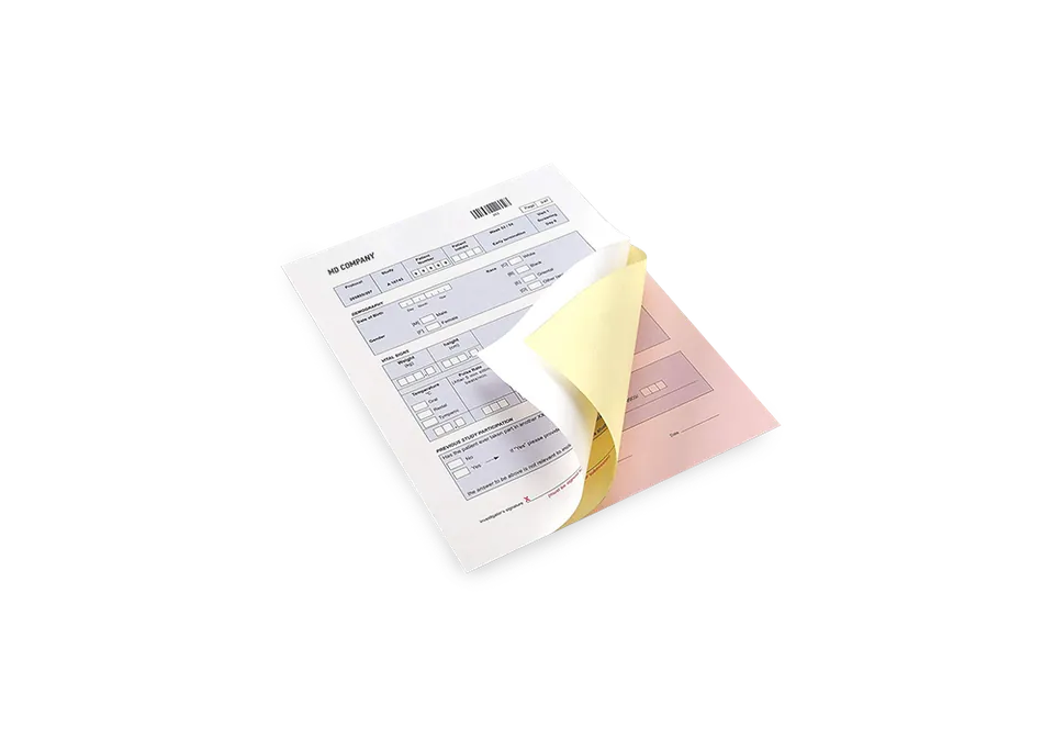 Two-part carbonless forms
